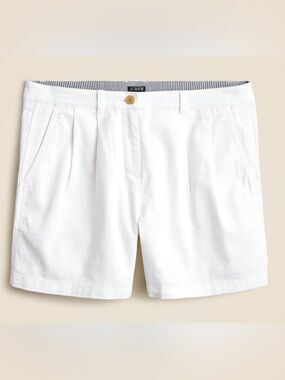 J. Crew Heritage White Pleated Cotton Shorts